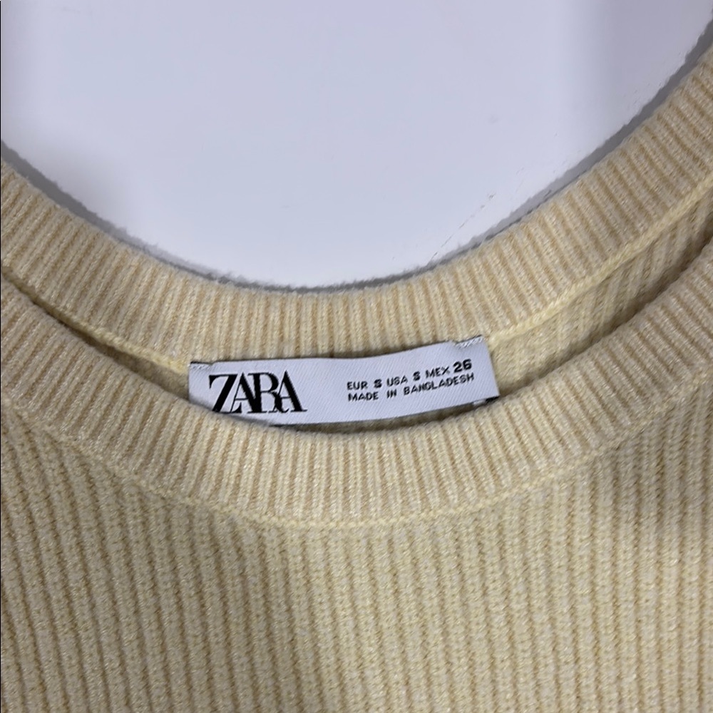 Zara Cream Ribbed Knit Tank Top - Picture 2 of 2